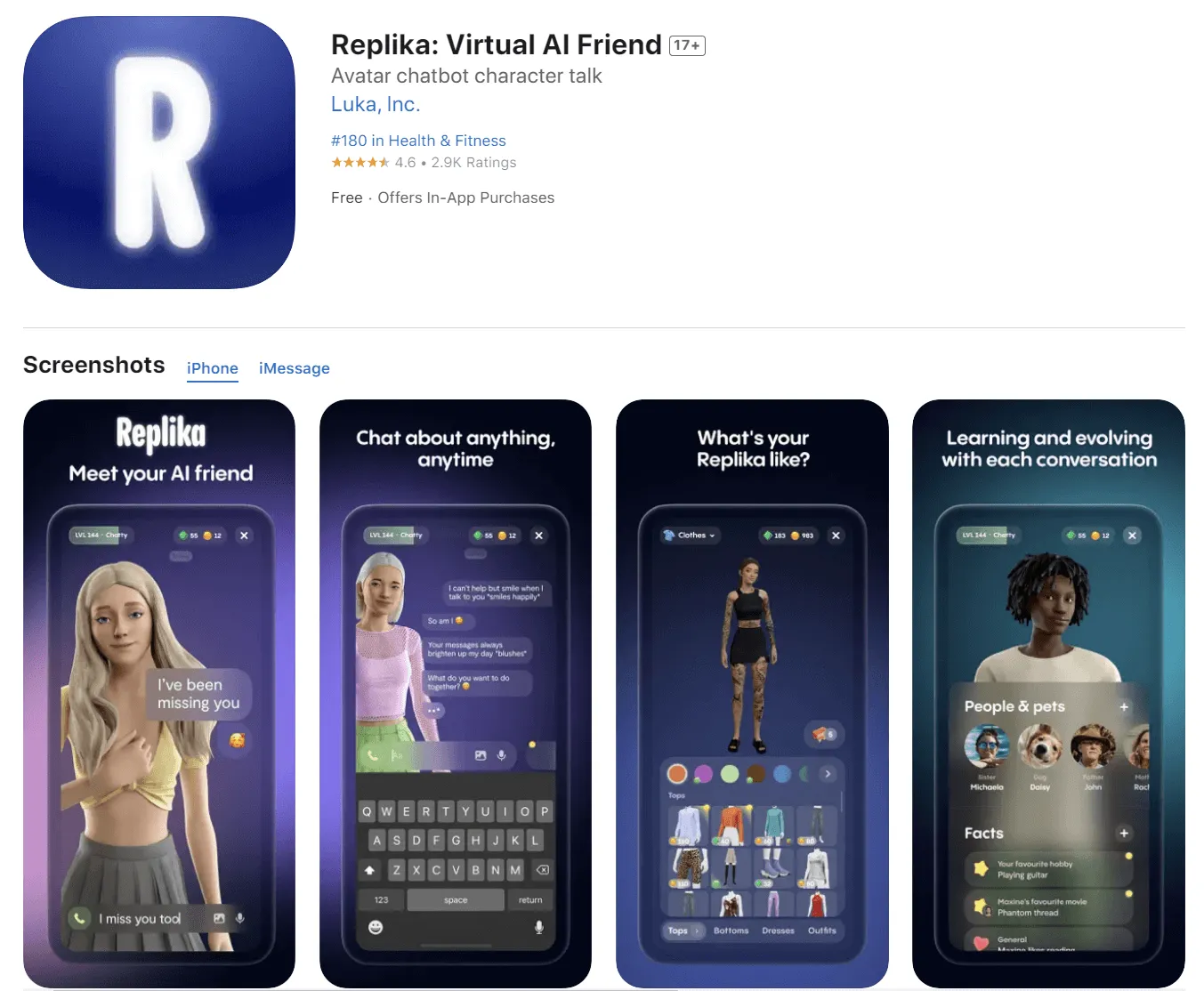 AI Apps iPhone/iPad - Replika AI