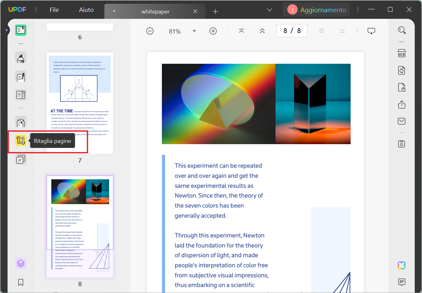 Ritagliare PDF con la funzione Ritaglia