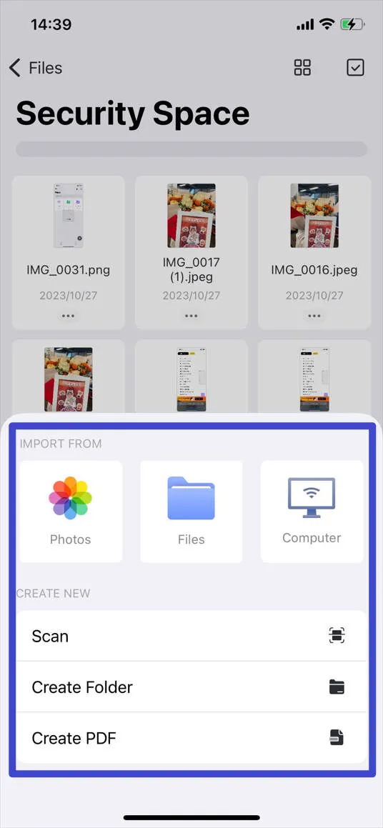 hide photos on iphone add files