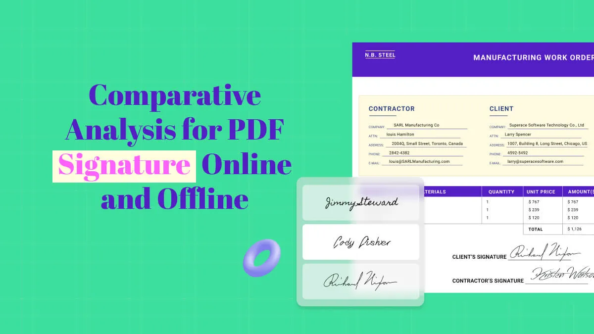 Comparative Analysis for PDF Signature Online and Offline