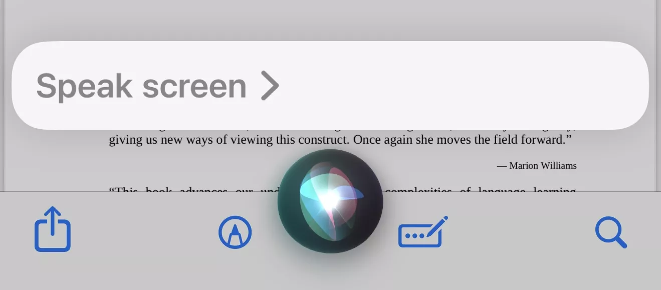 siri speak screen