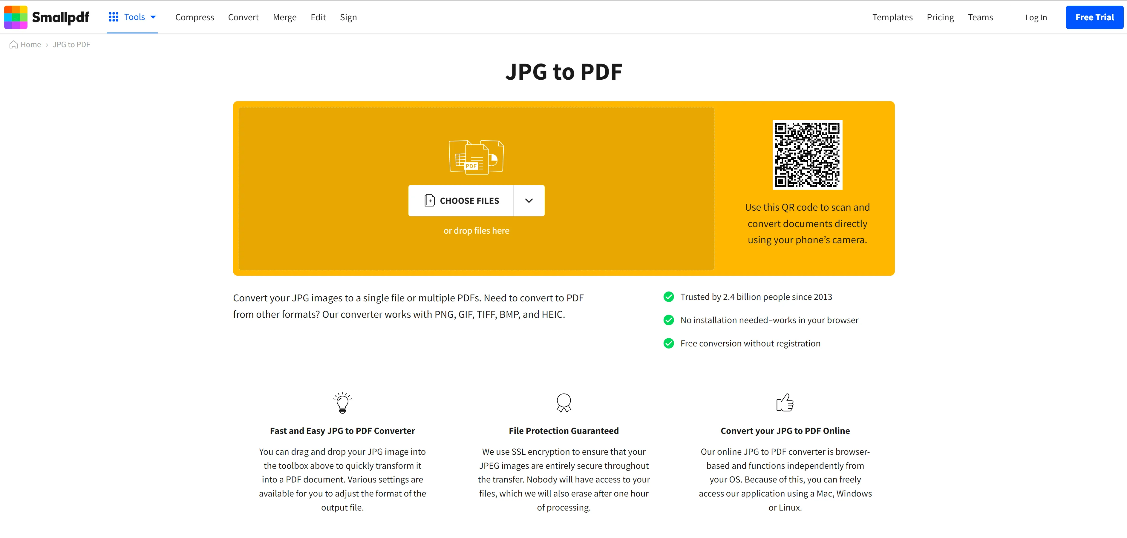 SmallPDF JPG to PDF Converter
