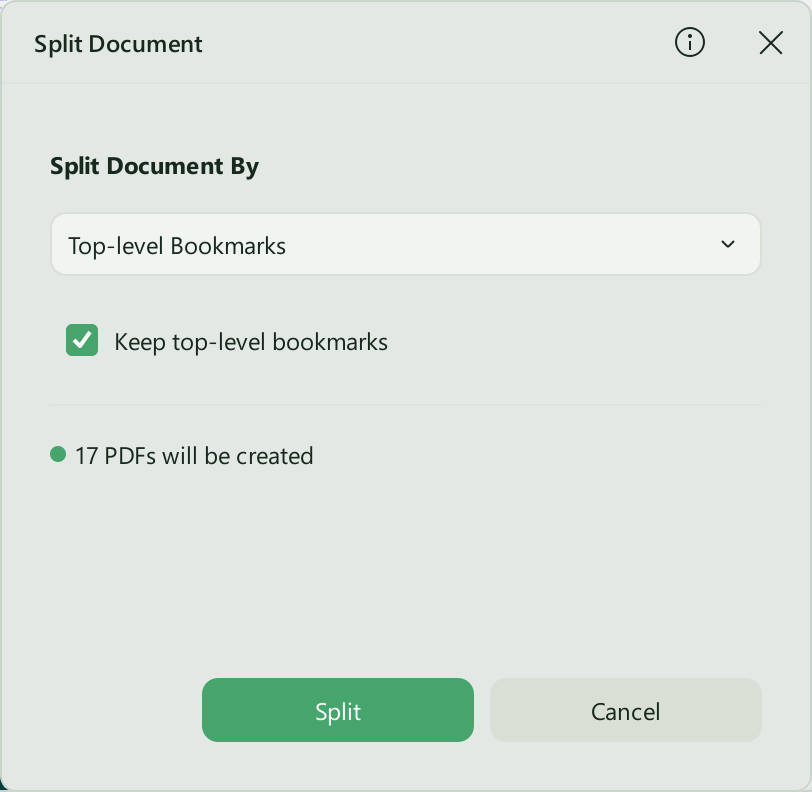 split document updf windows