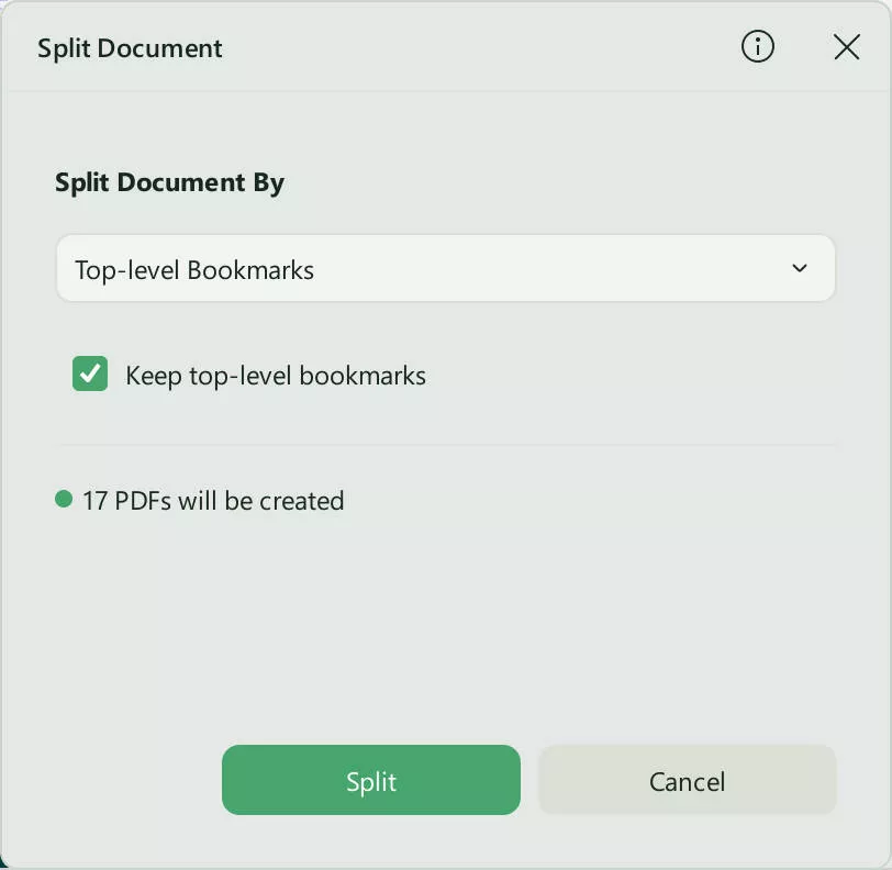 split document updf windows