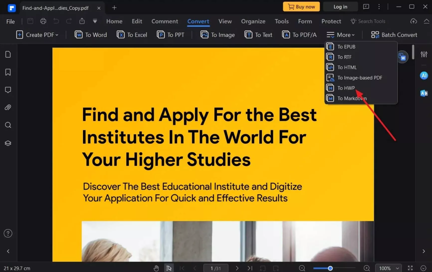 choose to hwp option