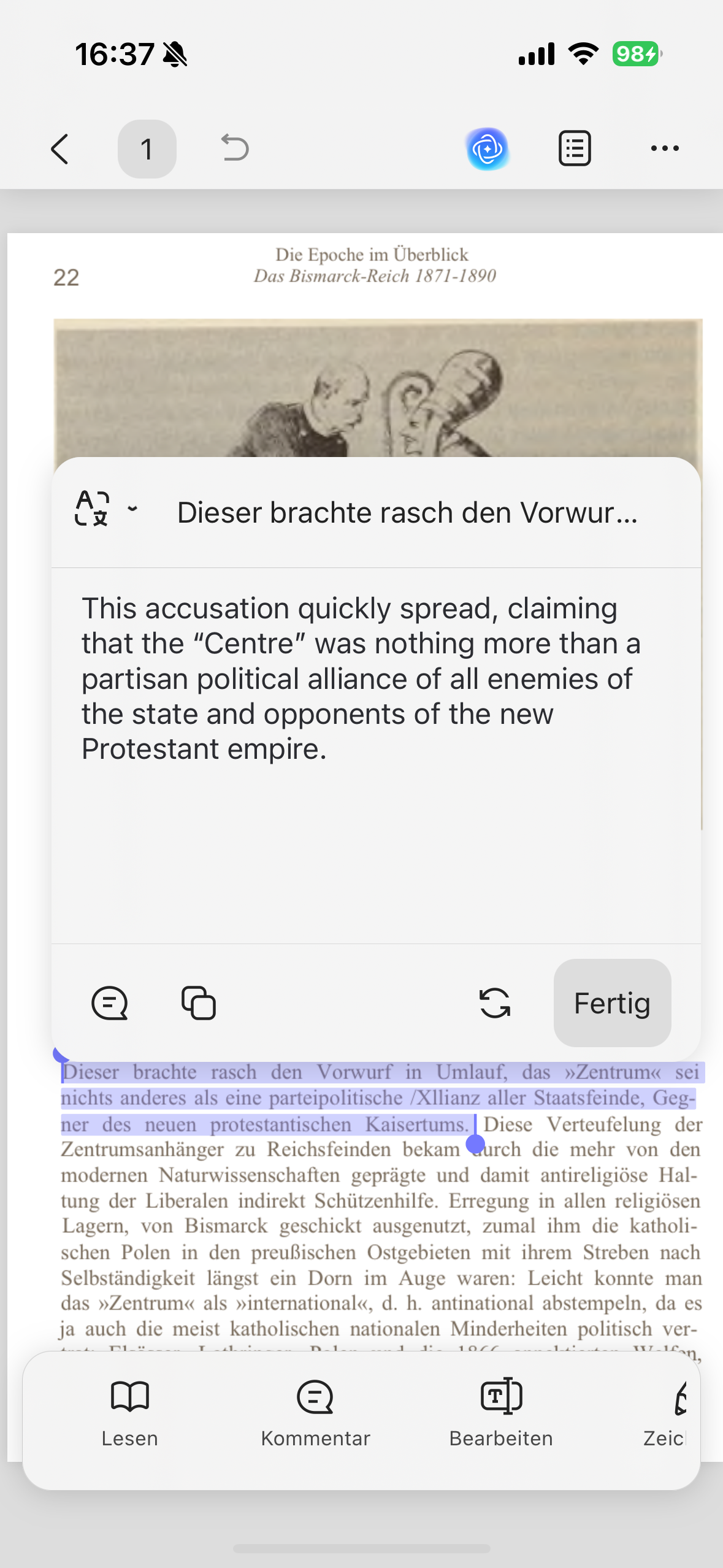 UPDF AI Mobile Übersetzung