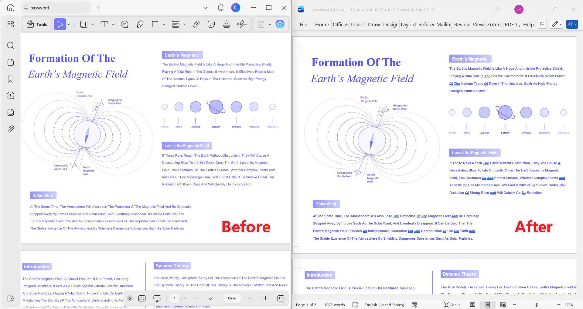 updf convert pdf to word effect