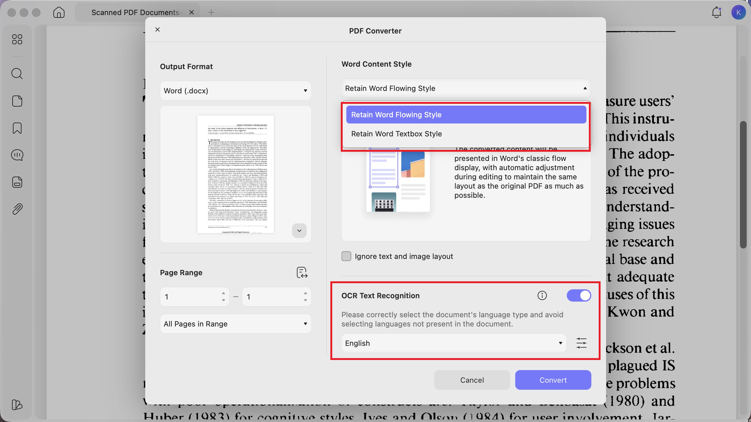 updf convert scanned pdf to word