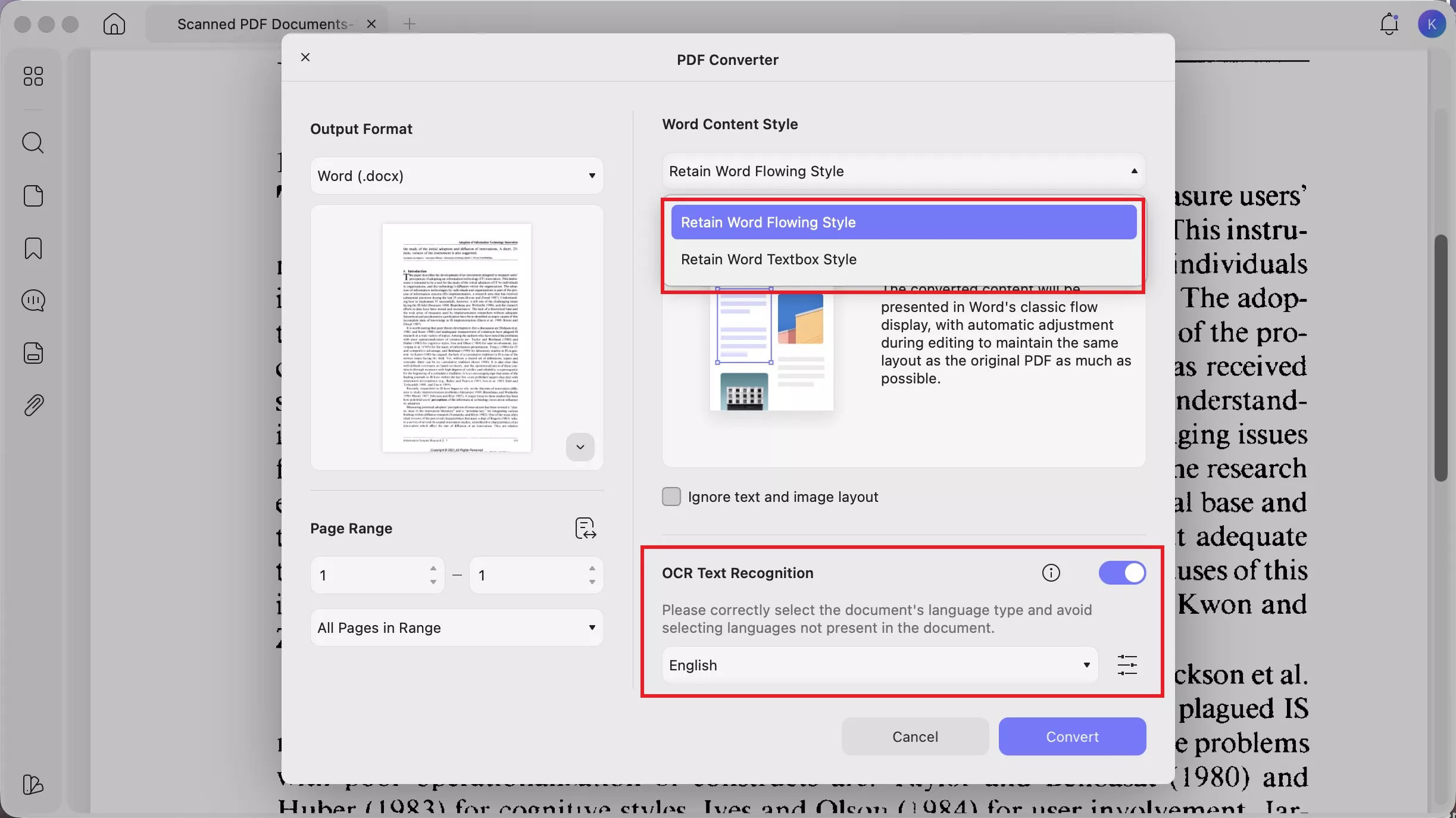 updf convert scanned pdf to word