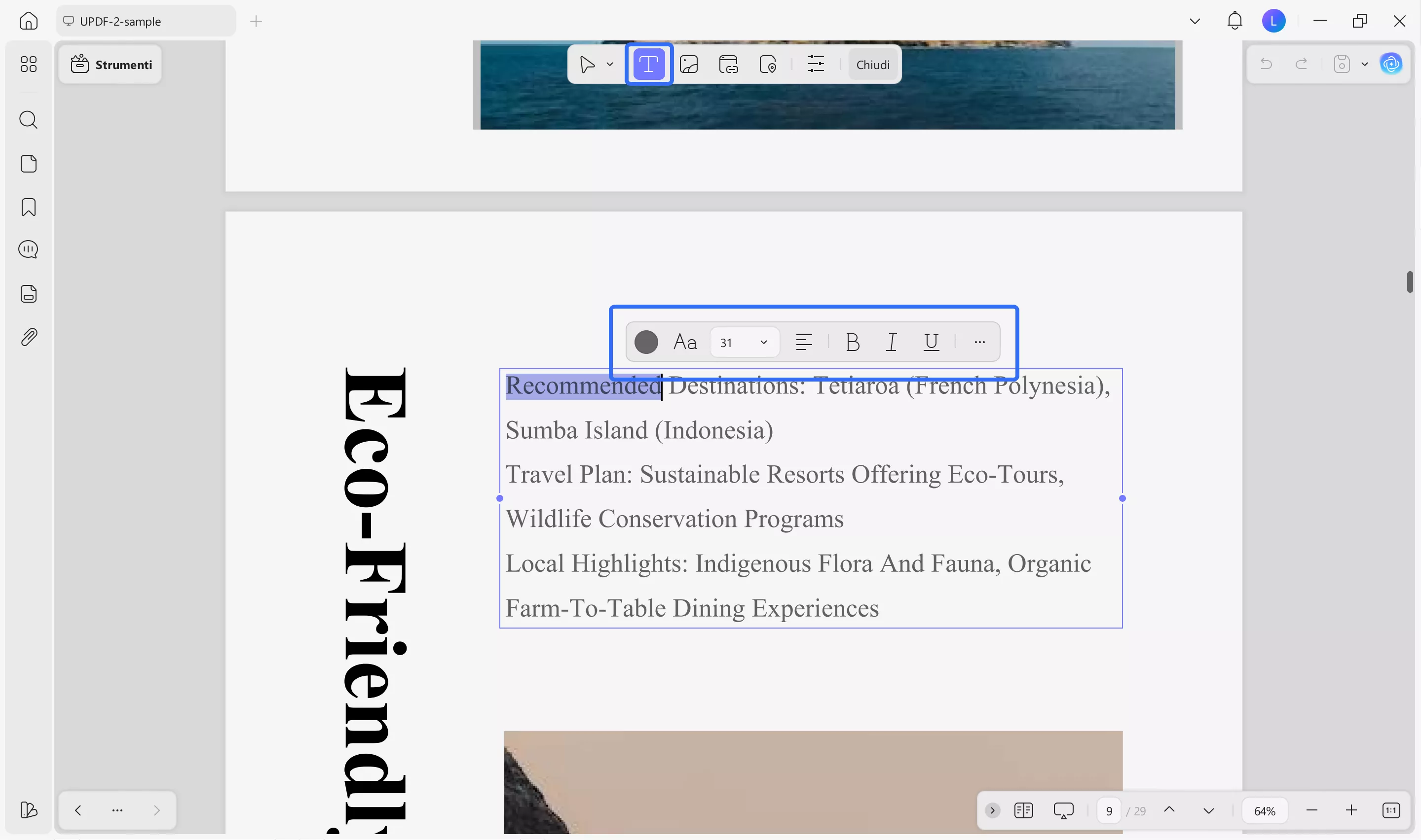 change pdf creation date click on date