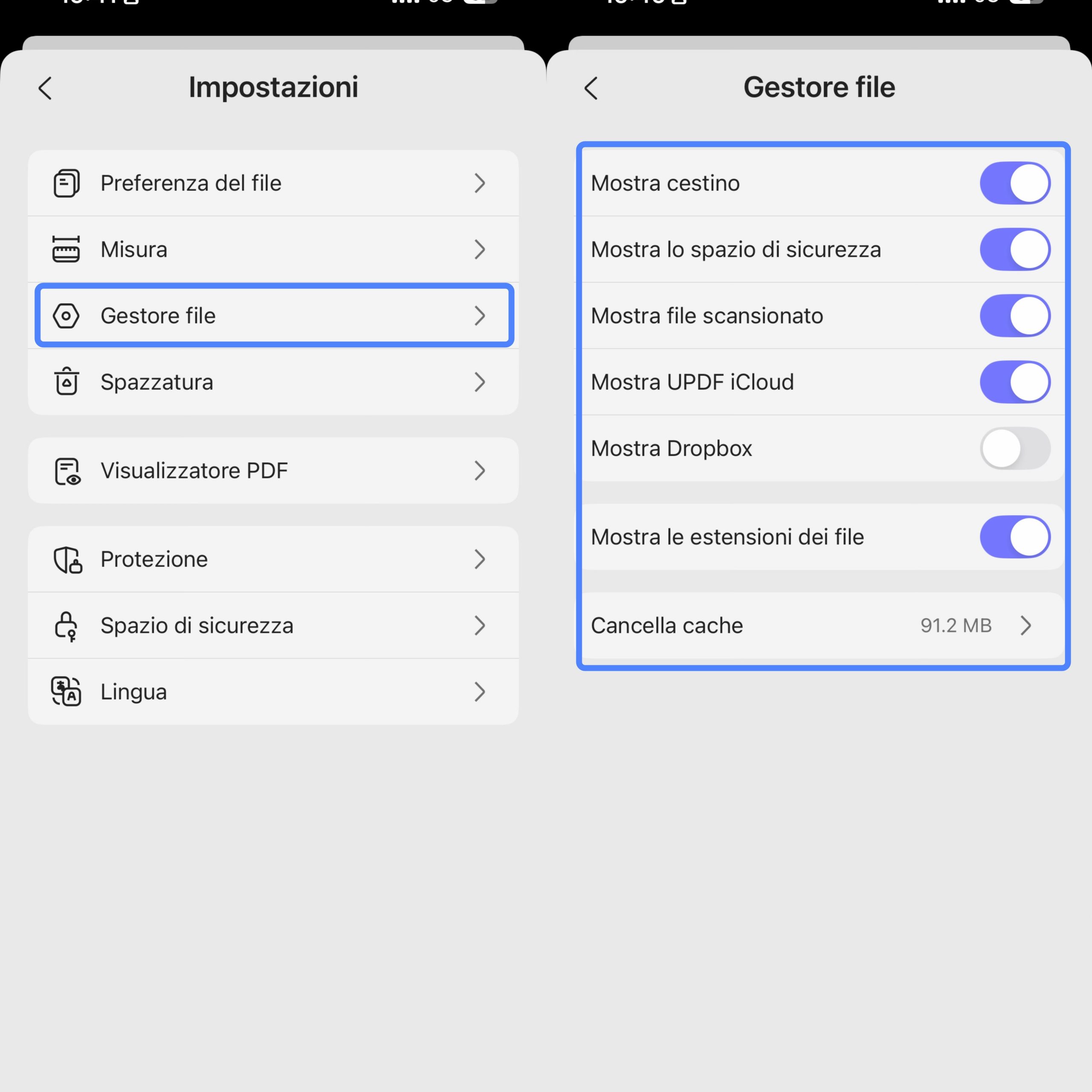file manager settings