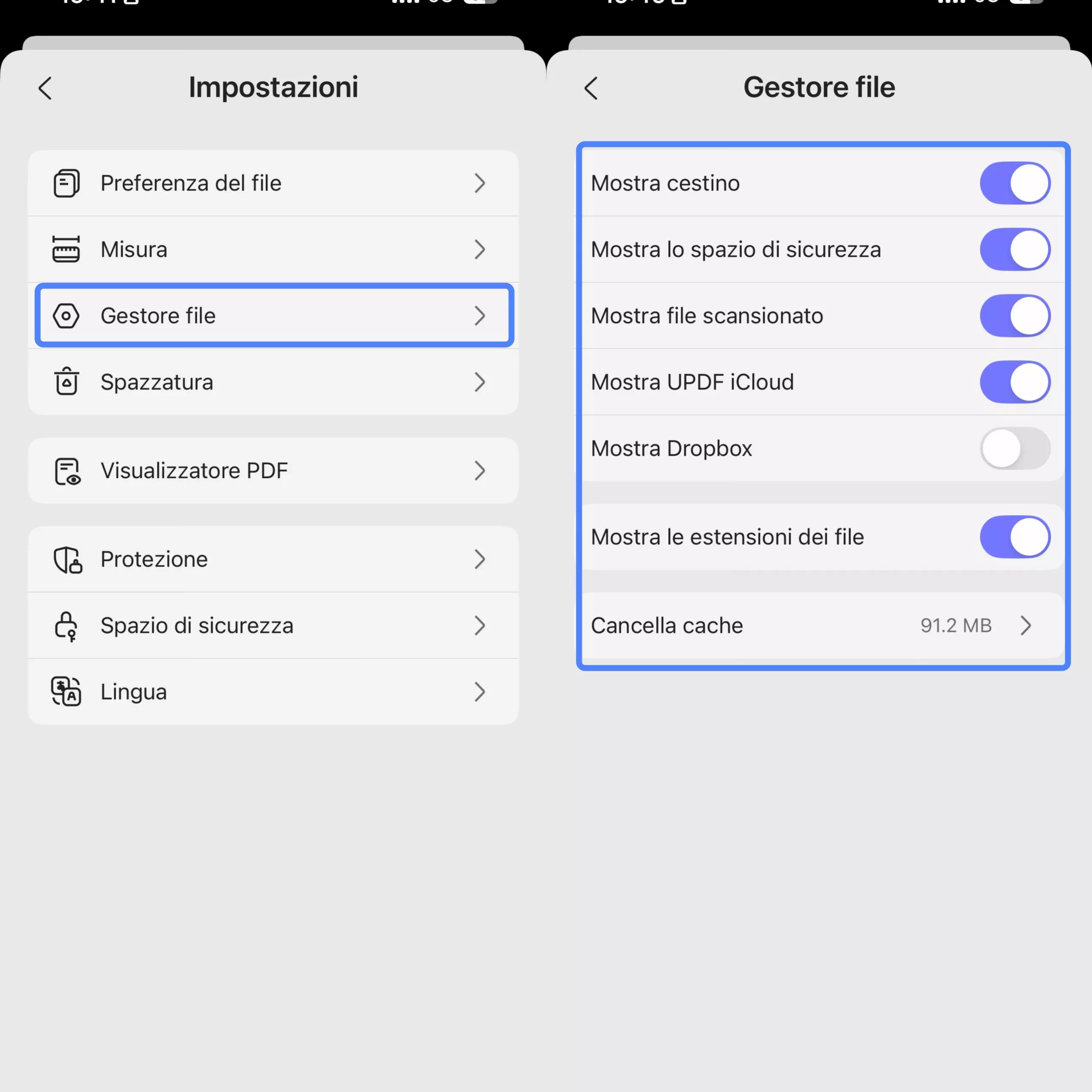 file manager settings