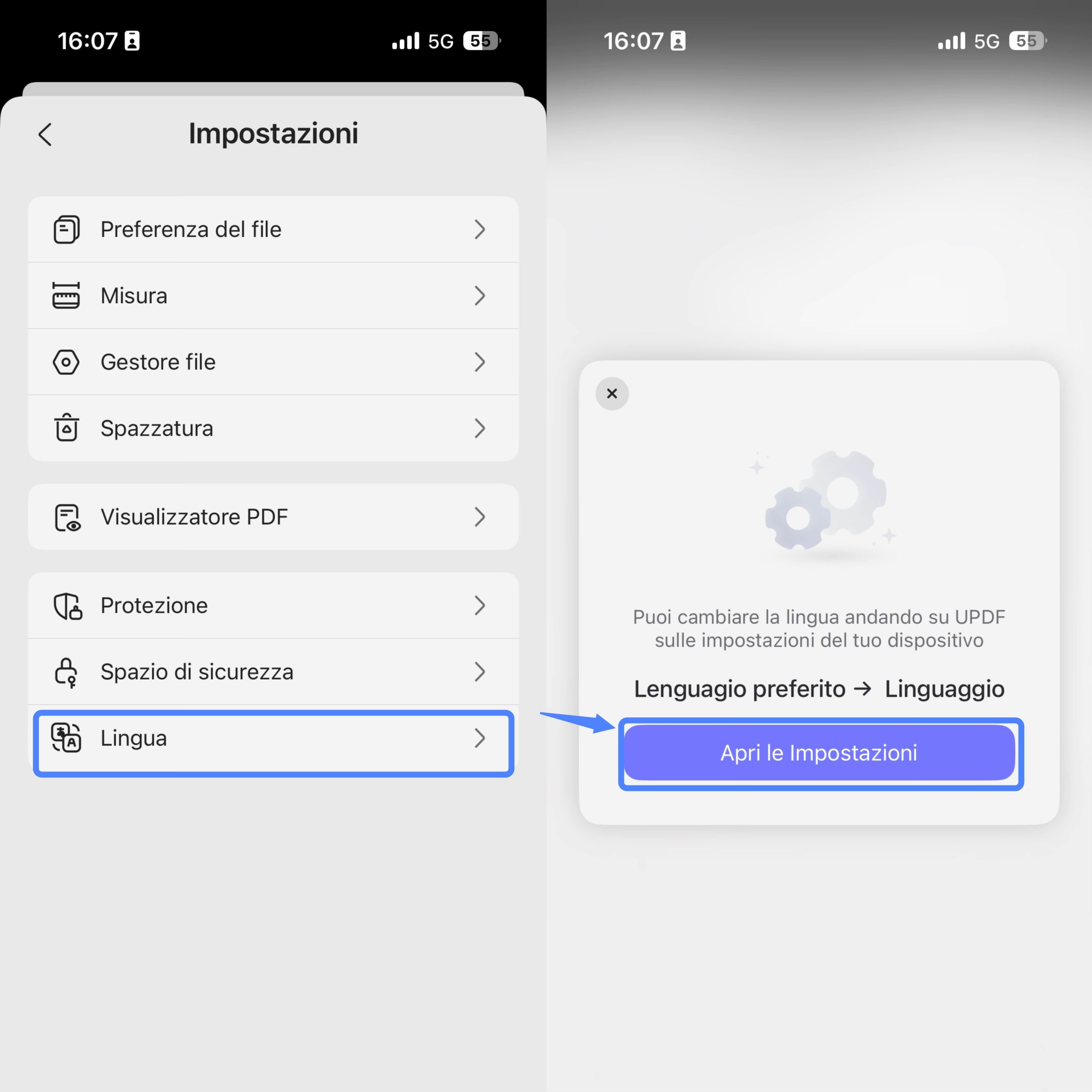 language settings
