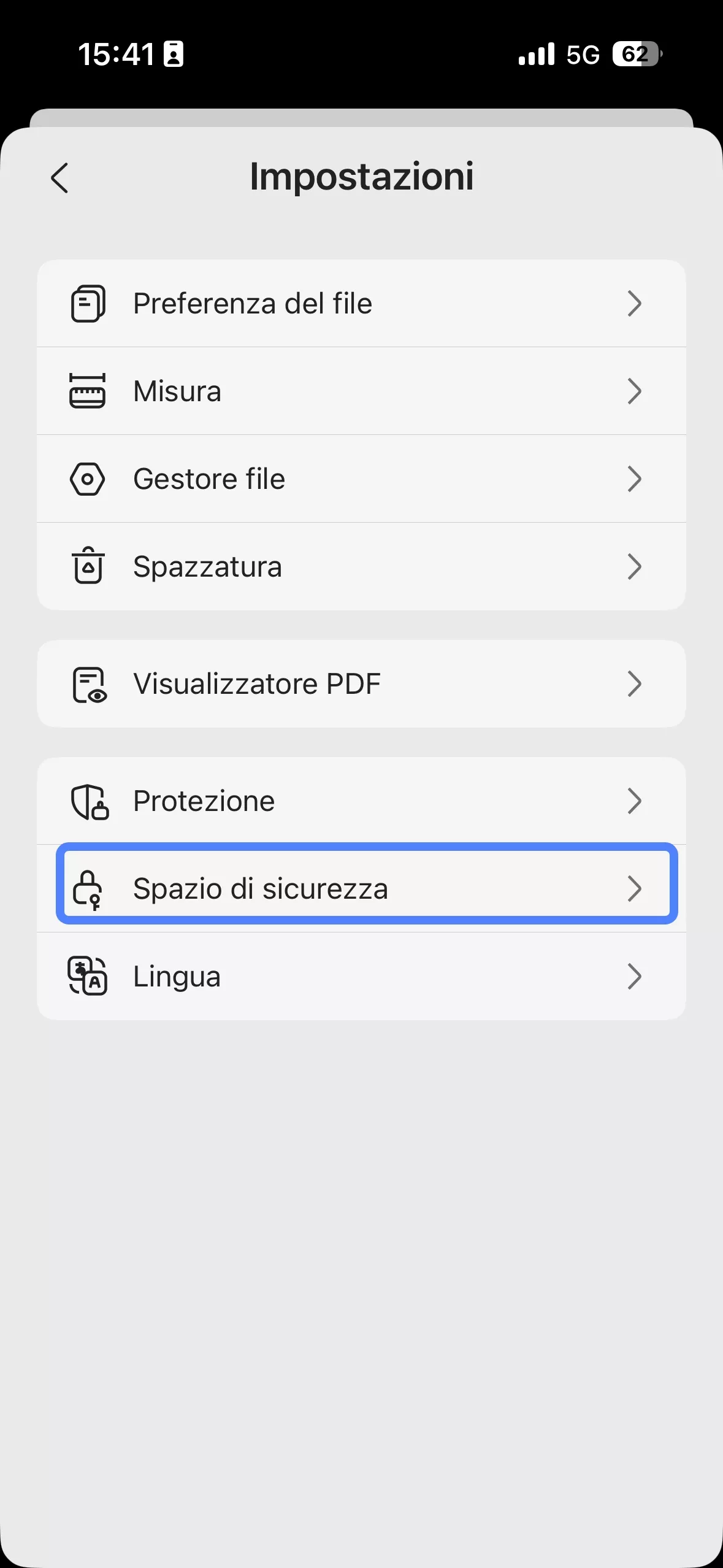 tap the security space icon
