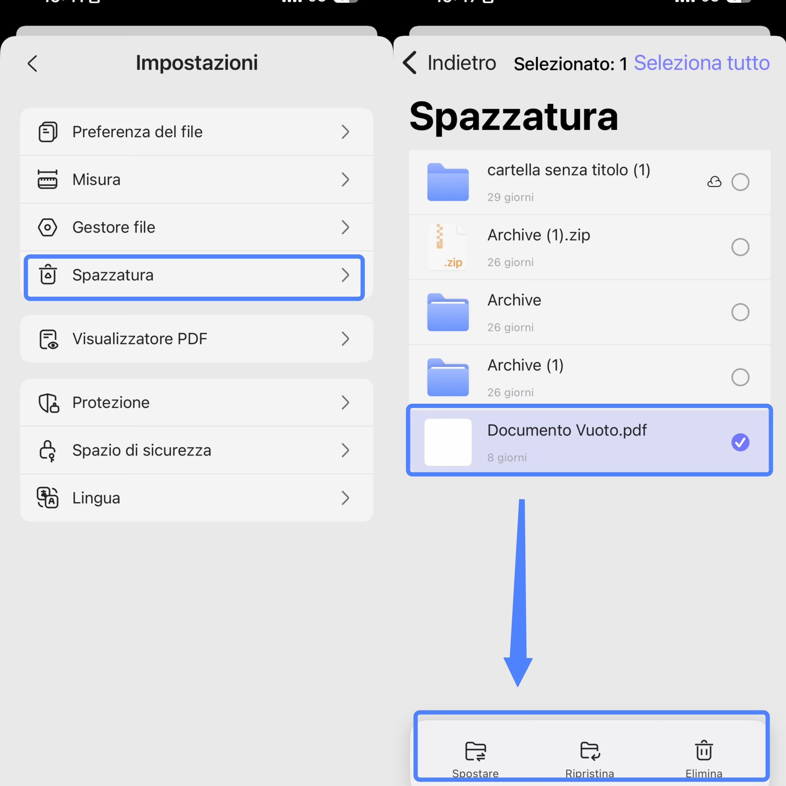 file trash settings