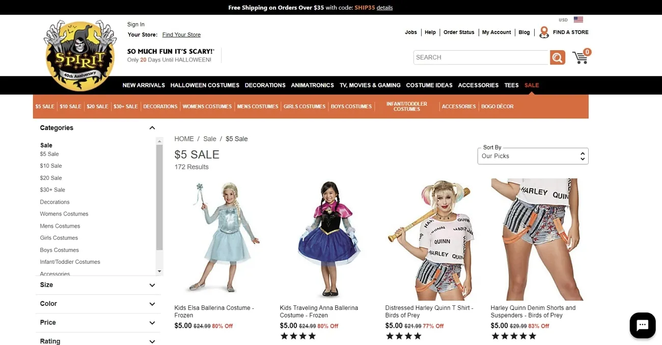 Halloween deals store websites