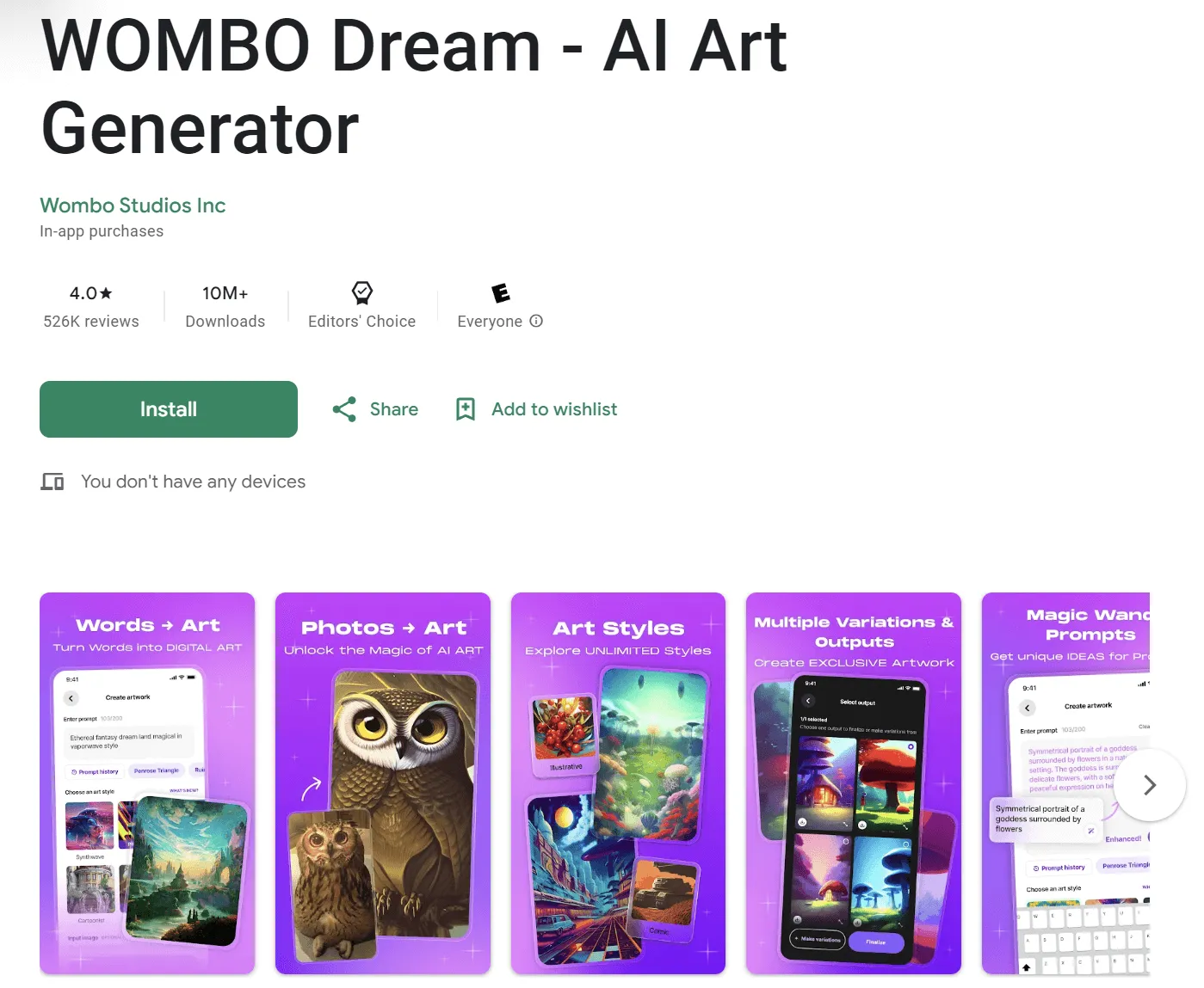 WOMBO Dream - AI Art Generator - Apps on Google Play