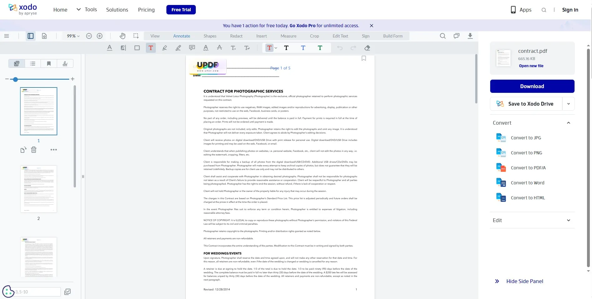 online pdf reader xodo