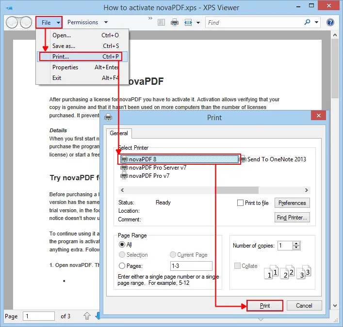 Converti XPS in PDF con Microsoft XPS Viewer