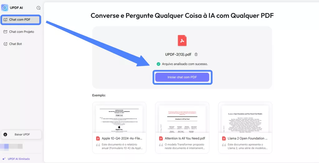 iniciar chat com pdf