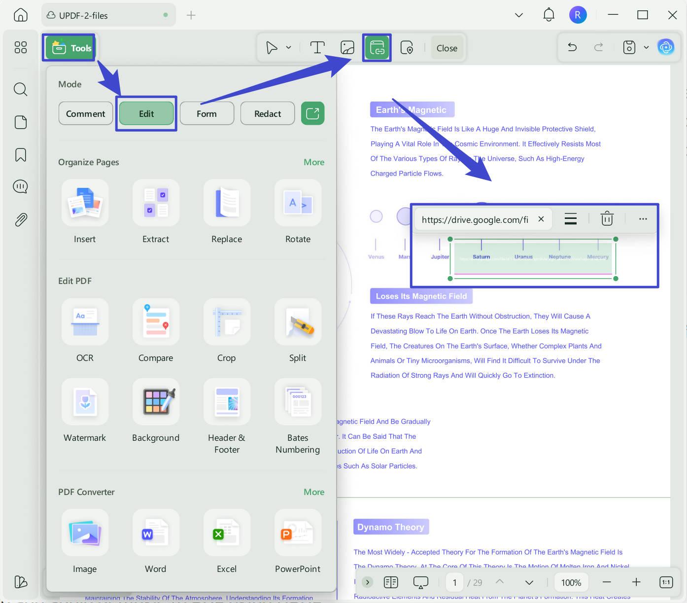 add audio link updf windows