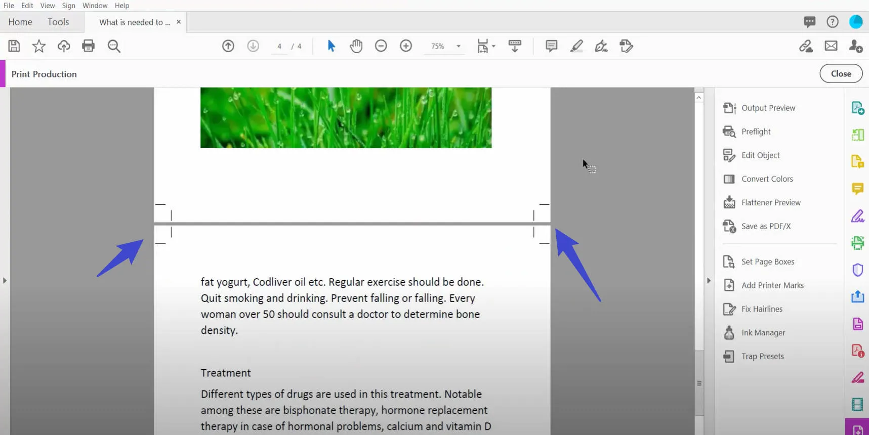 adicionar marcas de corte em pdf adobe