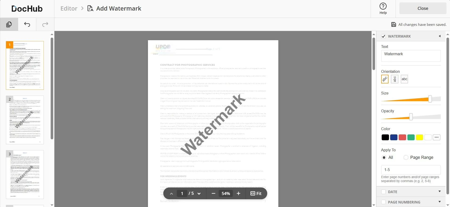 add the watermark to pdf dochub