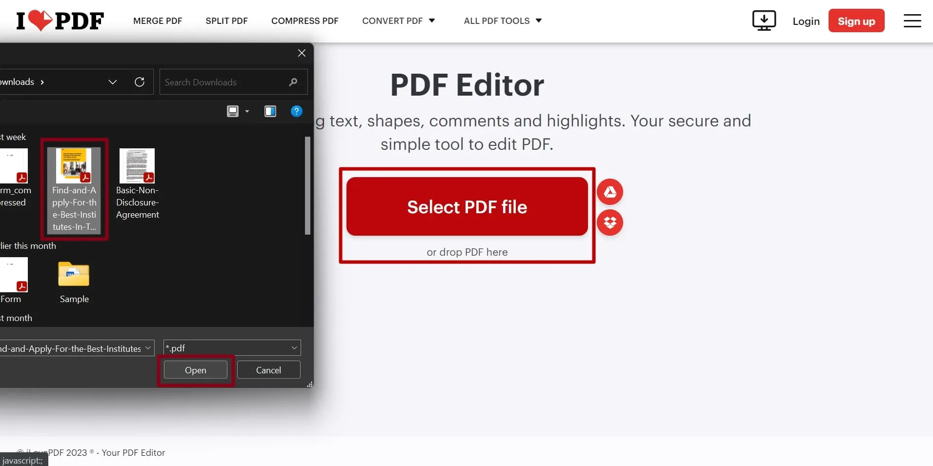 add text to pdf online with ilovepdf