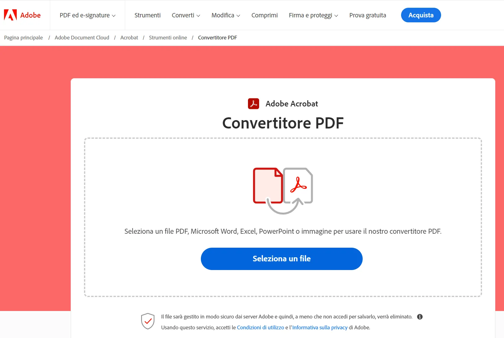 Converti un file TXT con Adobe Acrobat online