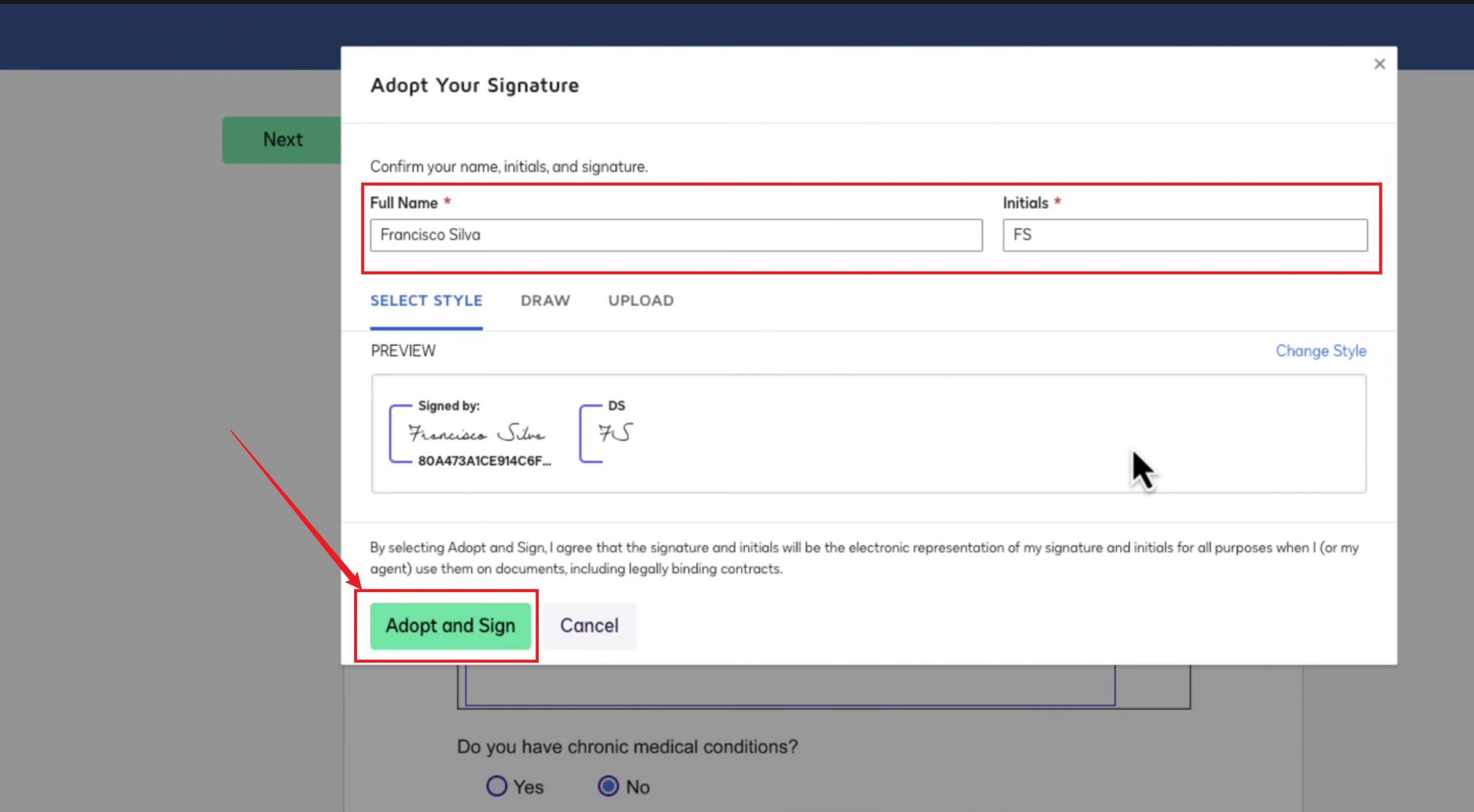 adopt and sign or draw your document docusign