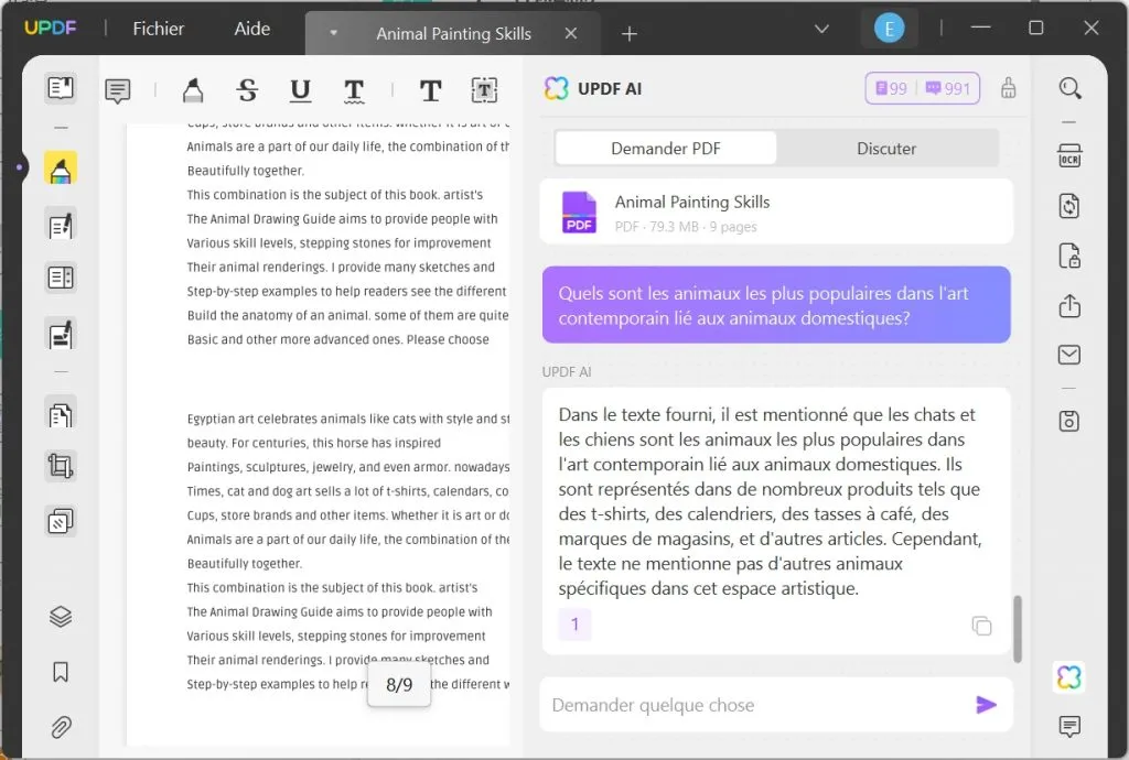 demander pdf avec ai