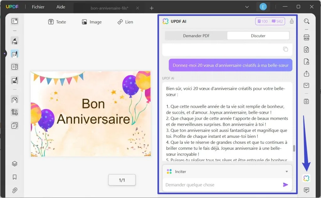 formuler message anniversaire belle soeur avec ai