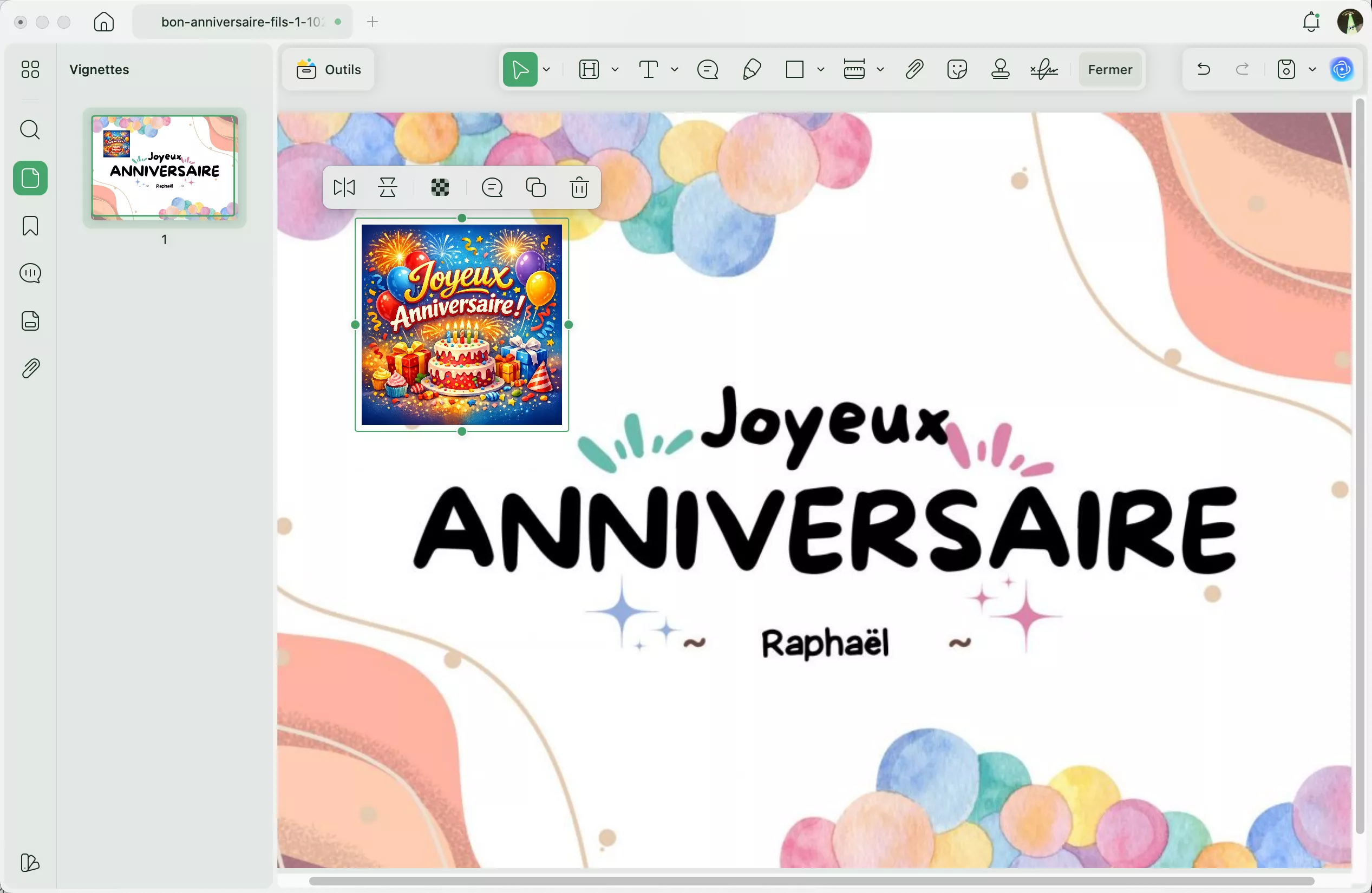 créer carte d anniversaire pour mon fils
