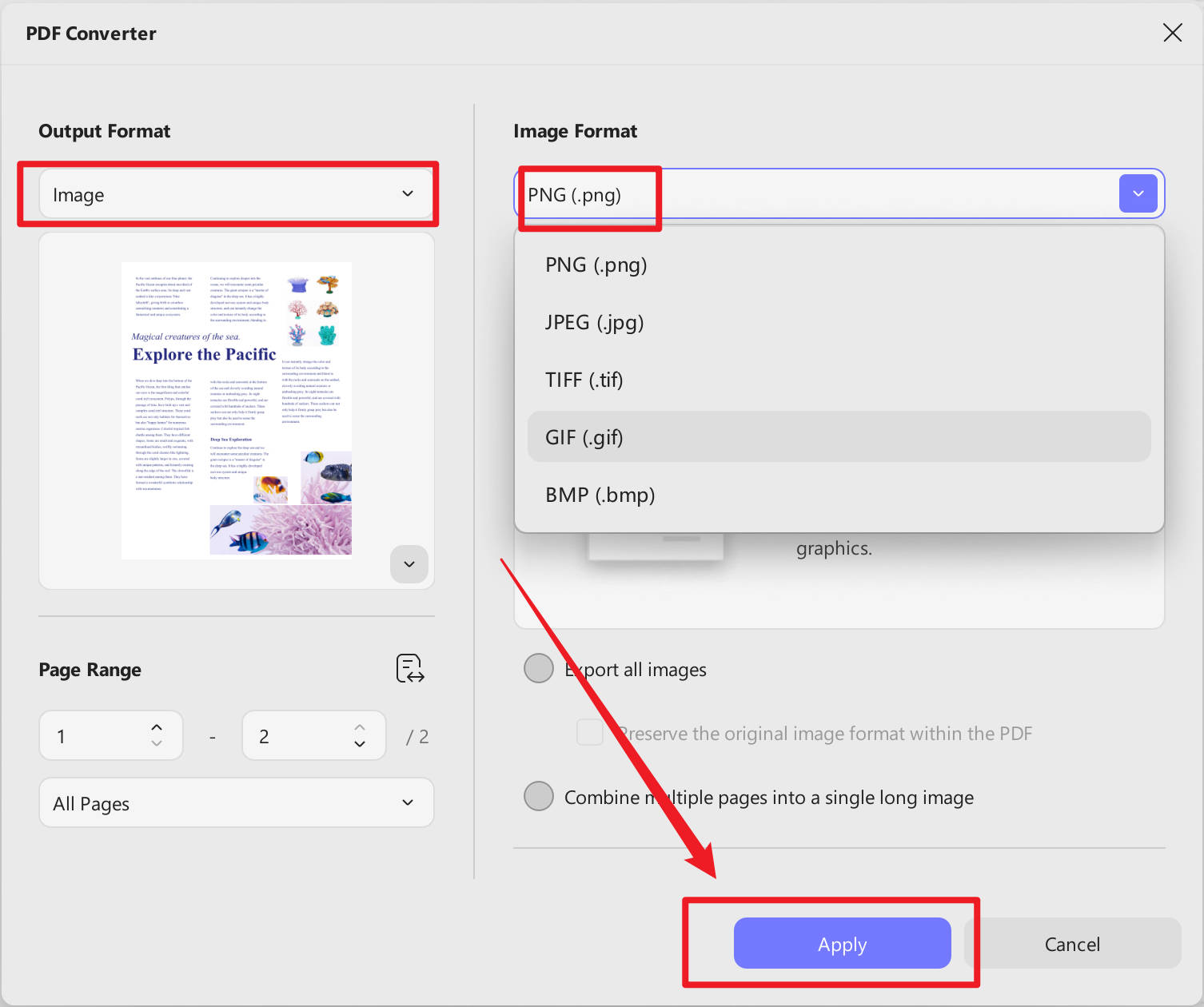how to post pdf to facebook output format