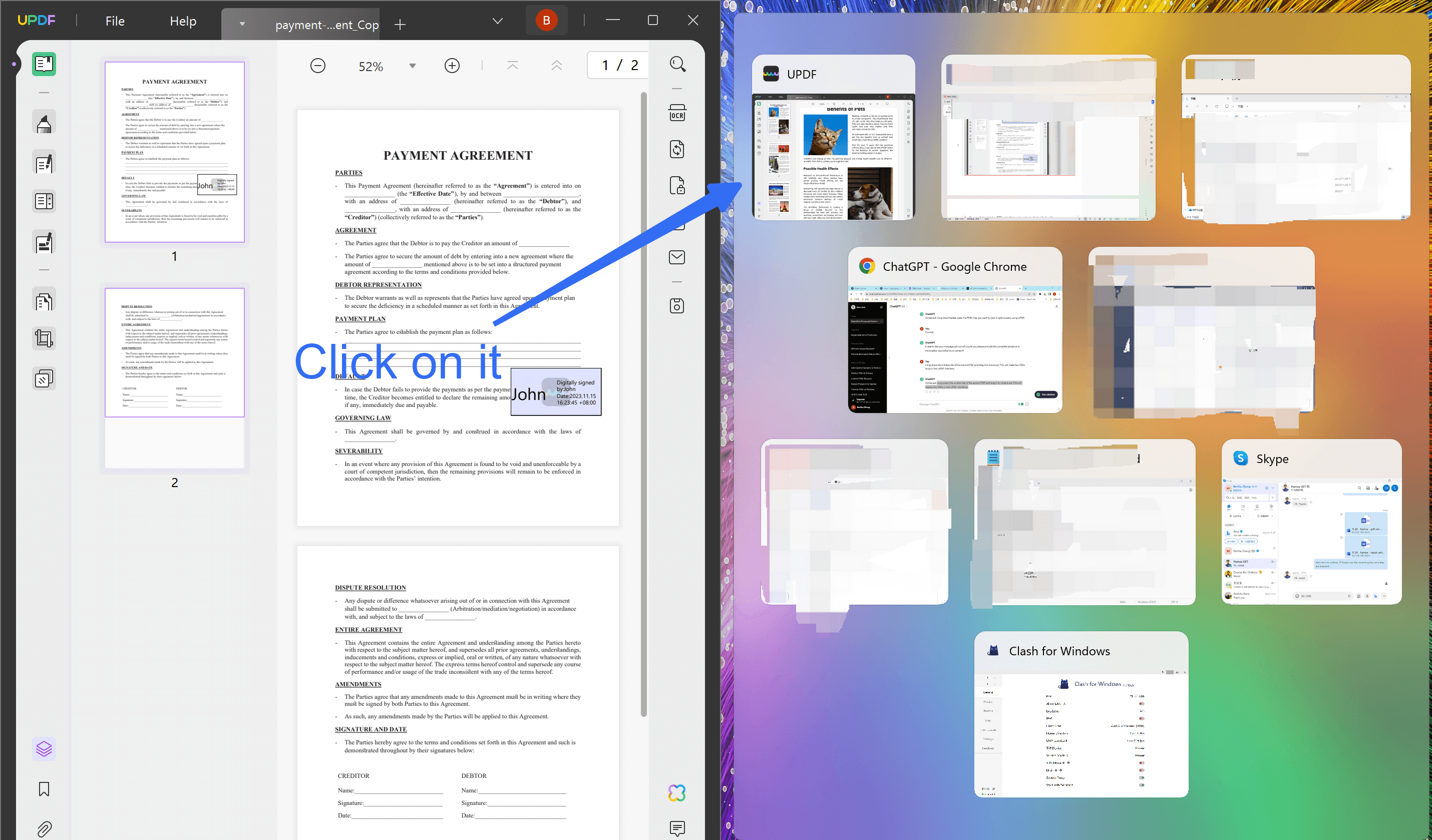 pdf side by side updf windows