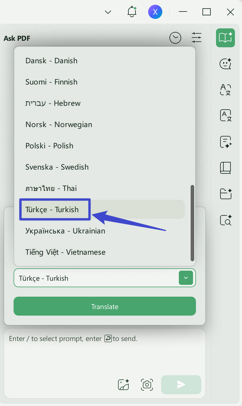 select language and range to translate