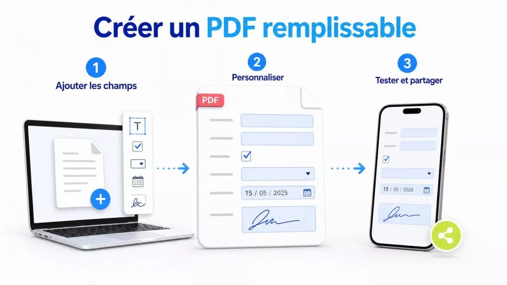 Créer un PDF remplissable : ajouter, personnaliser, tester et partager les champs interactifs