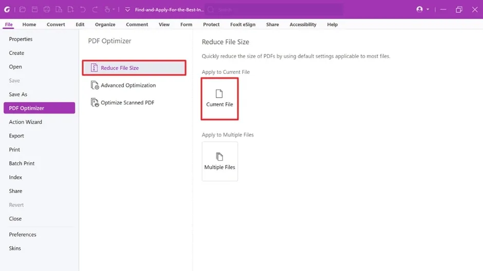 compress pdf foxit access pdf optimizer tool