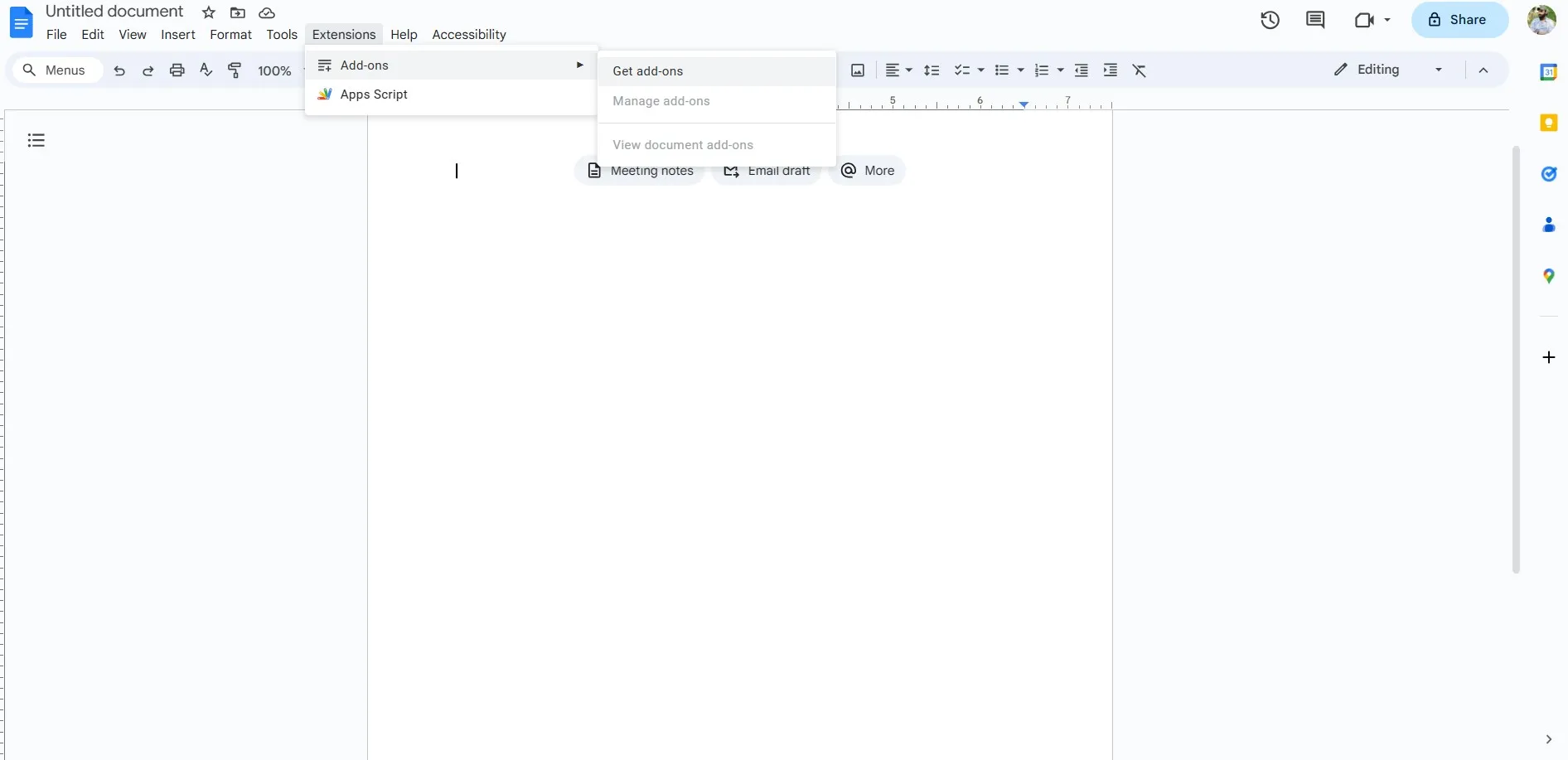 add an add-on extensions in google docs