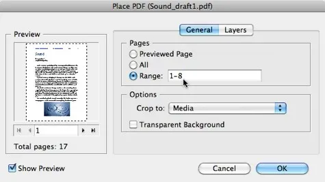 convert import a pdf to indesign