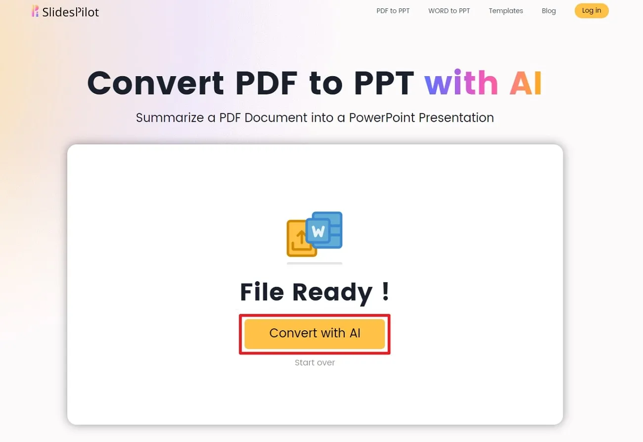 pdf to ppt ai start converting pdf with ai