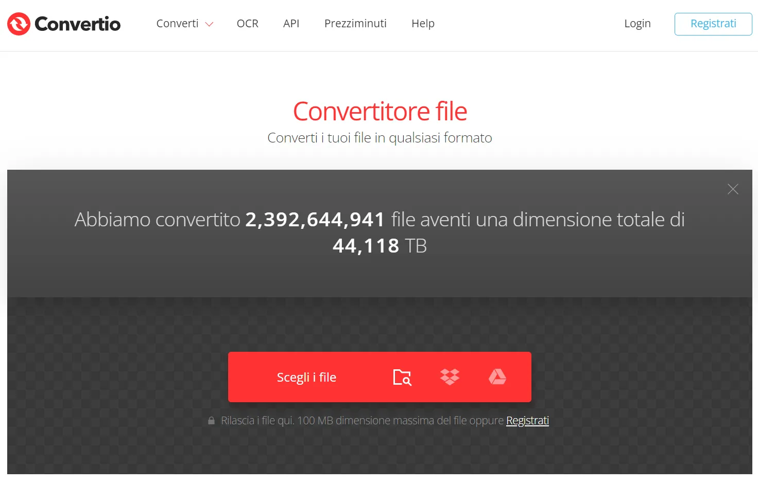 Convertire PDF in PNG online con Convertio