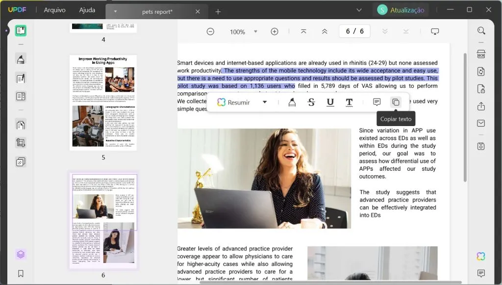 como copiar texto de pdf com updf