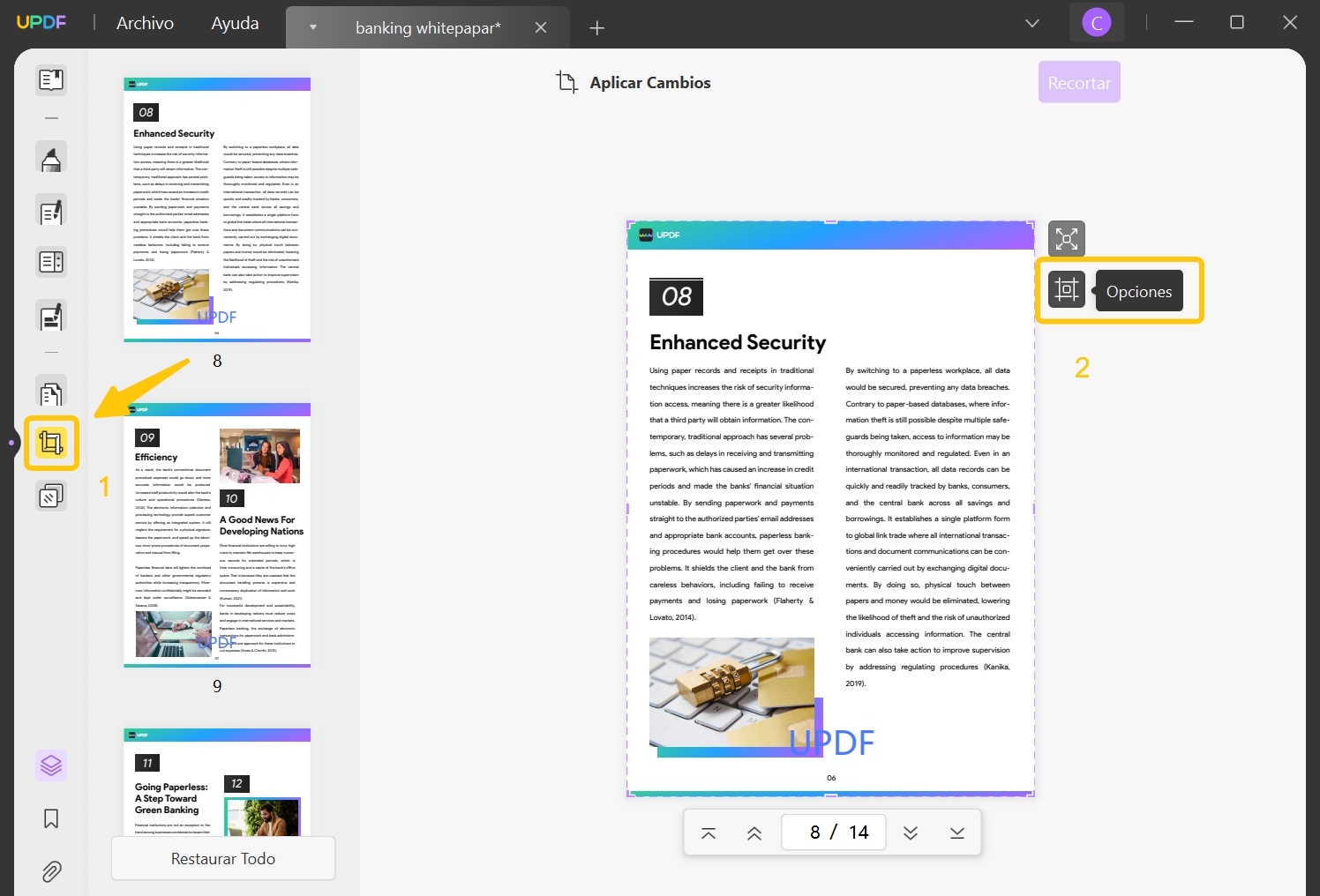 eliminar encabezado y pie de página de pdf