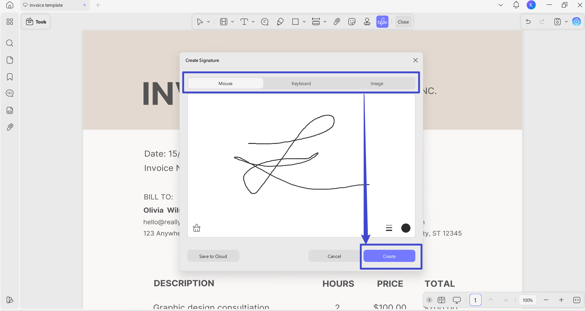 create a signature for pdf invoice 2