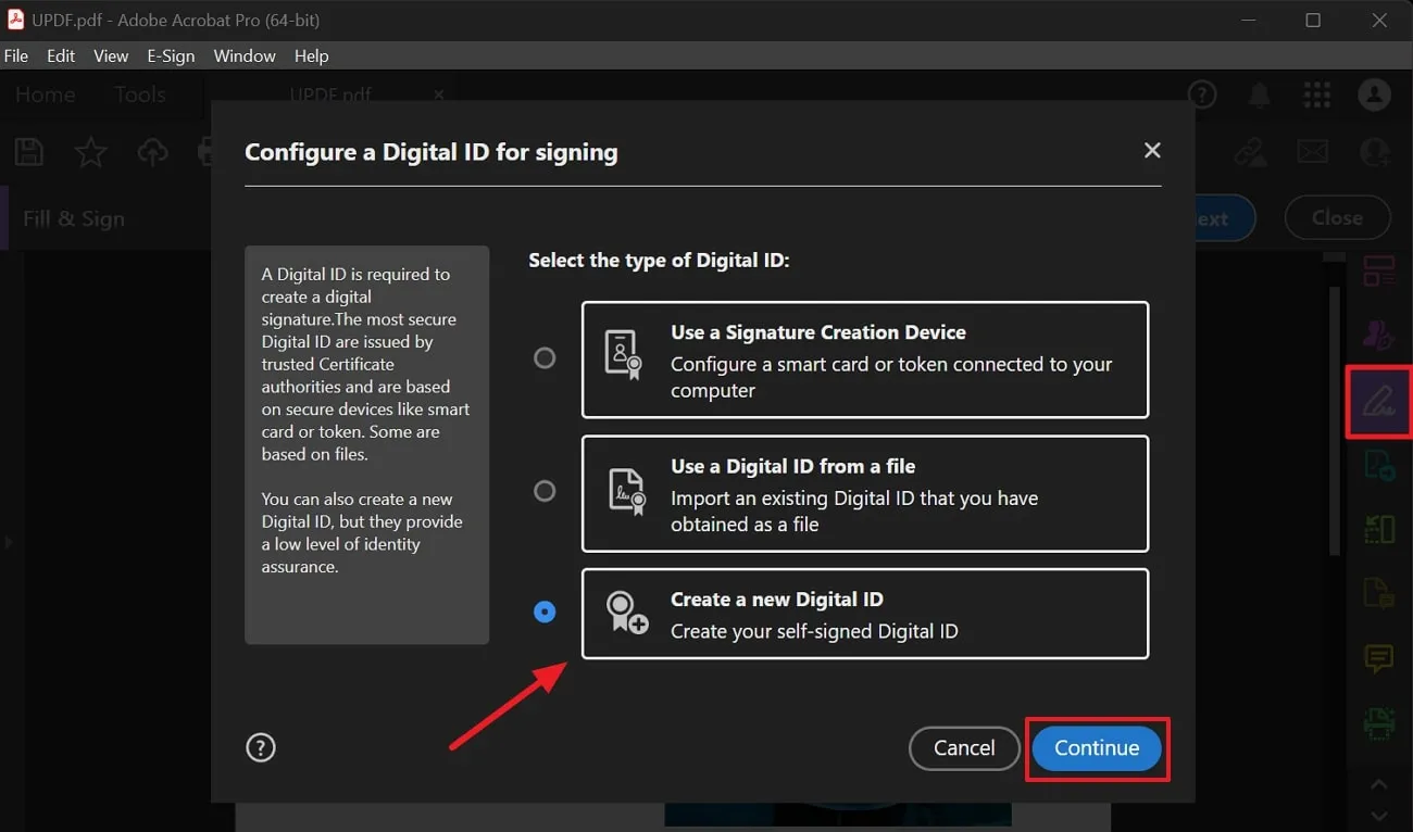 adobe digital signature create digital id