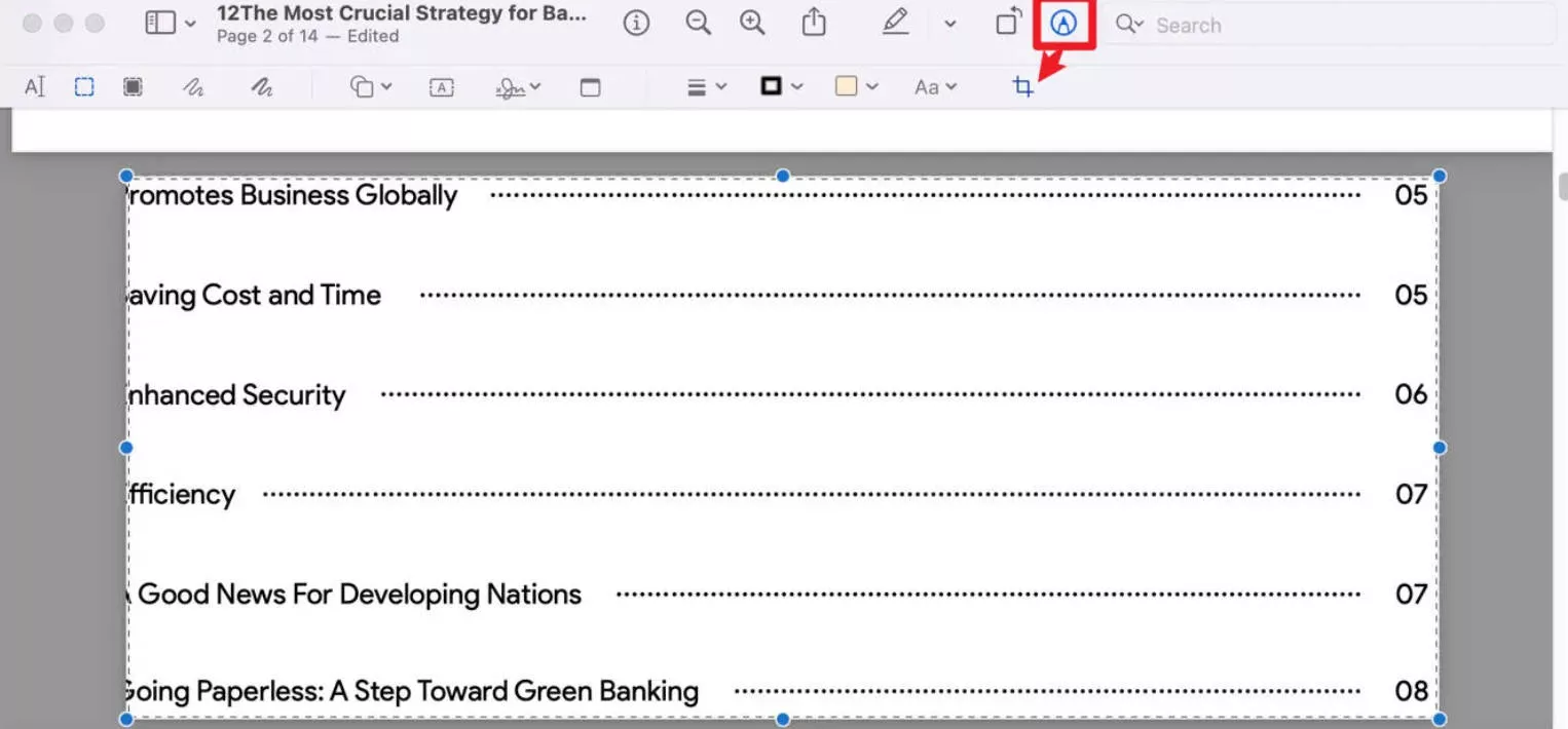 how to crop a pdf in preview crop icon