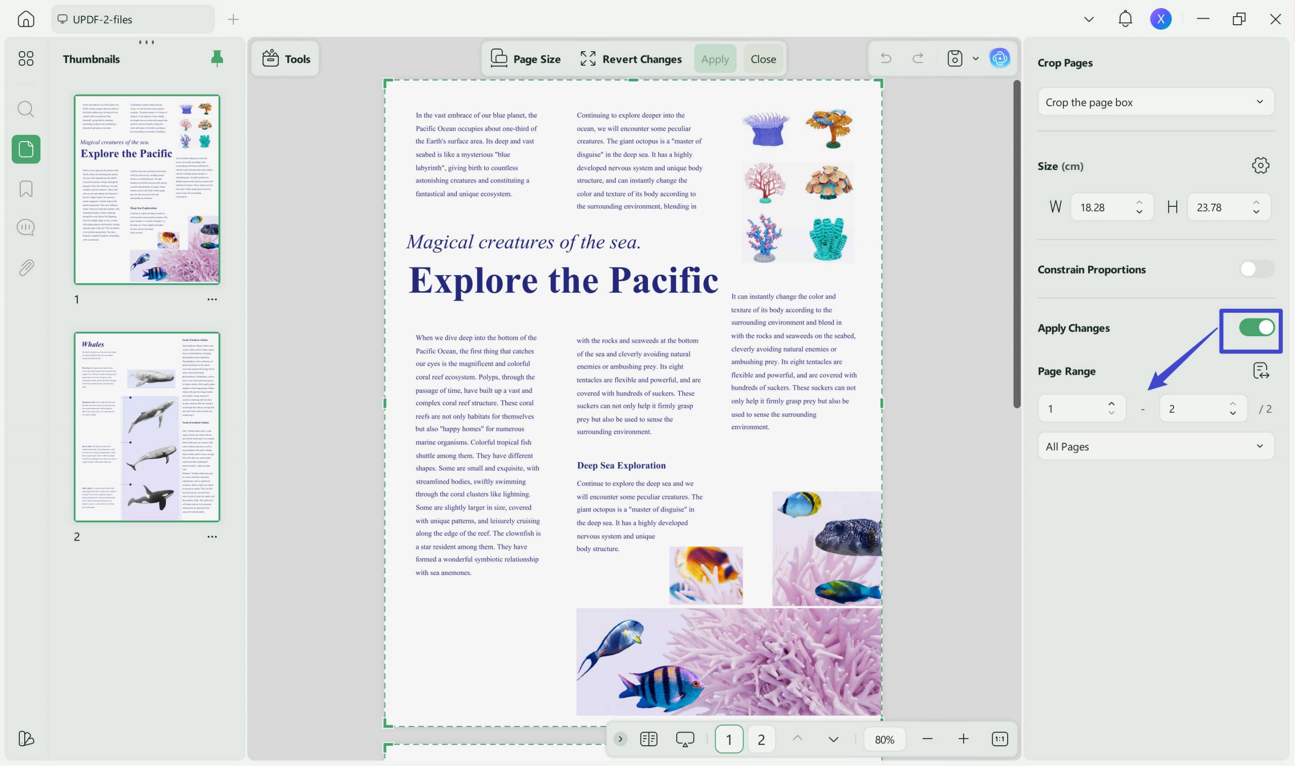 crop multi page pdf updf