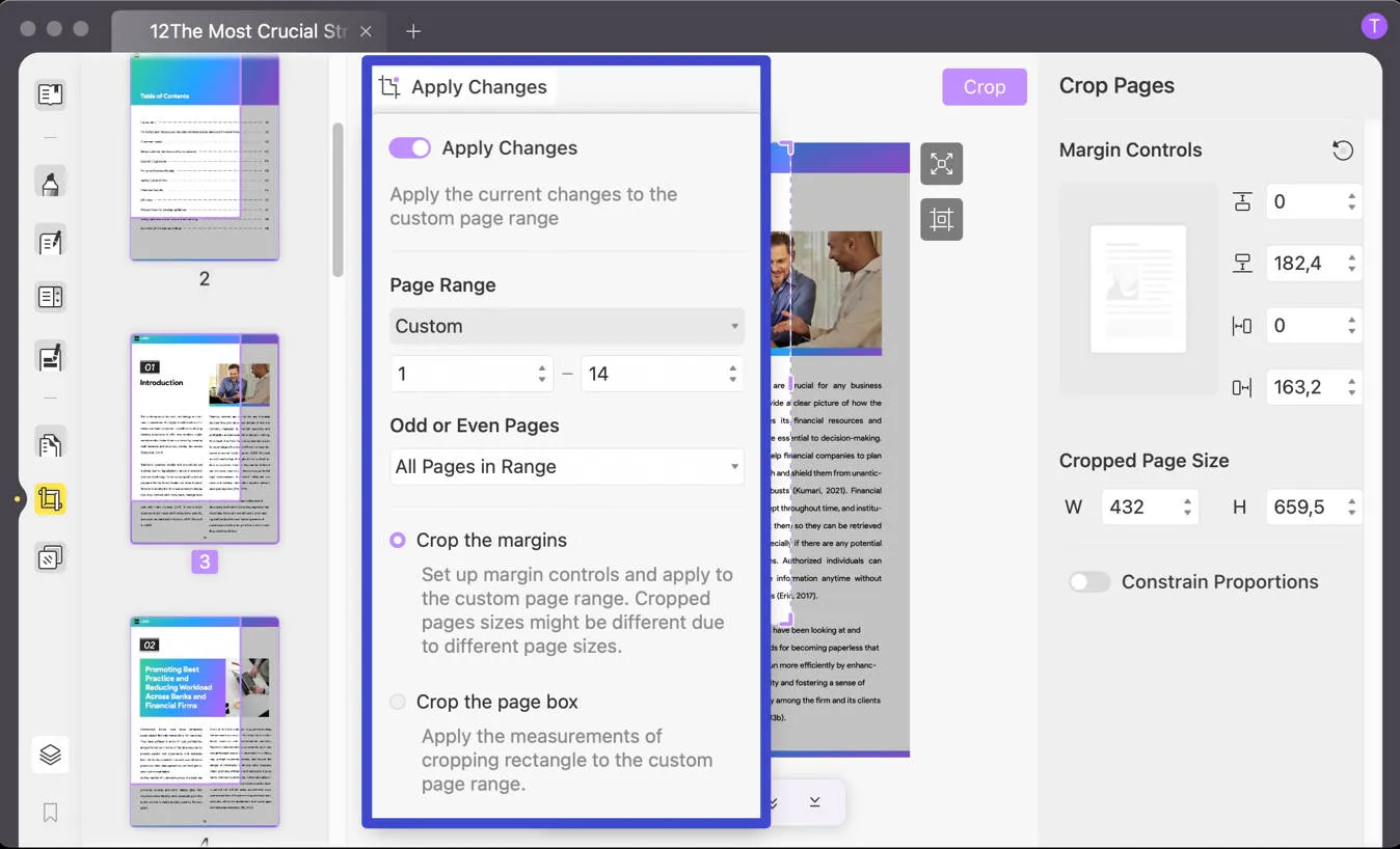 how to crop a pdf in preview apply changes