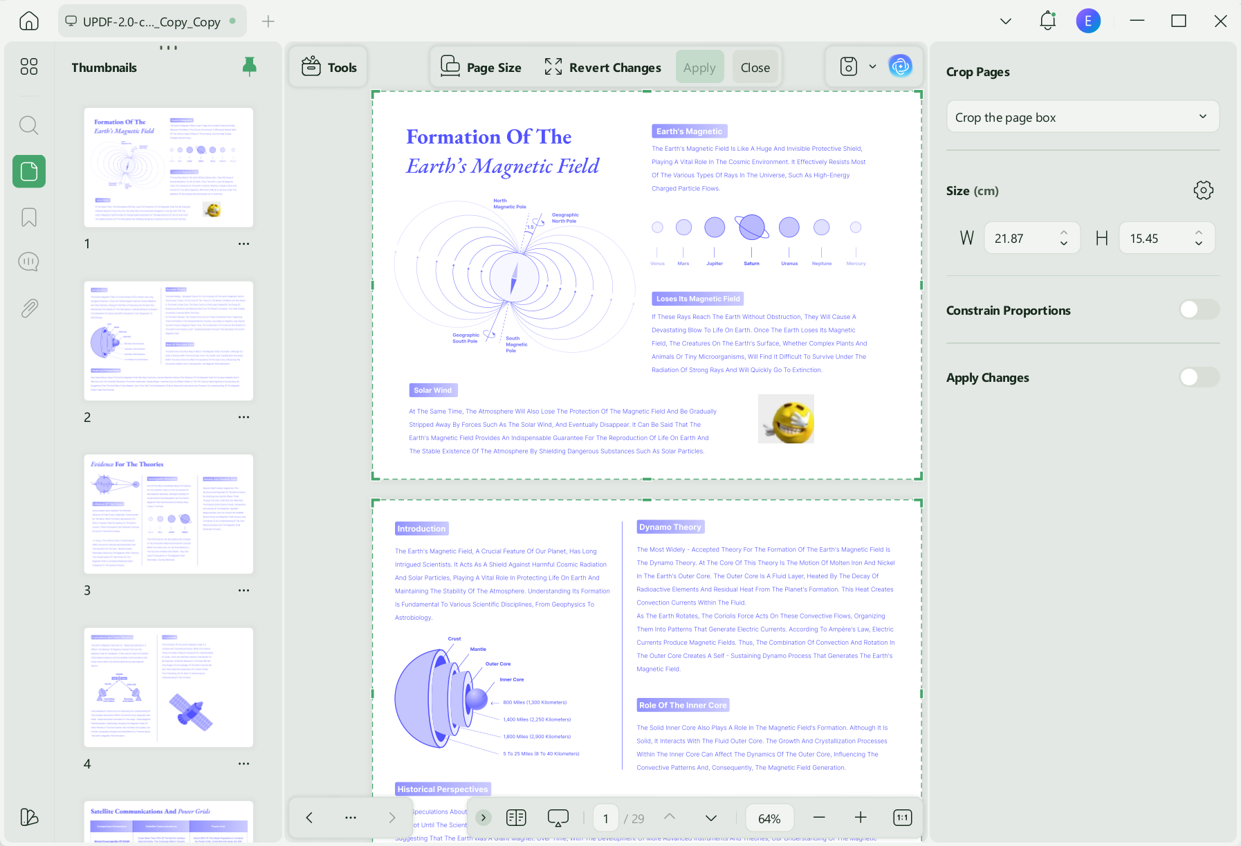change paper size in pdf apply changes